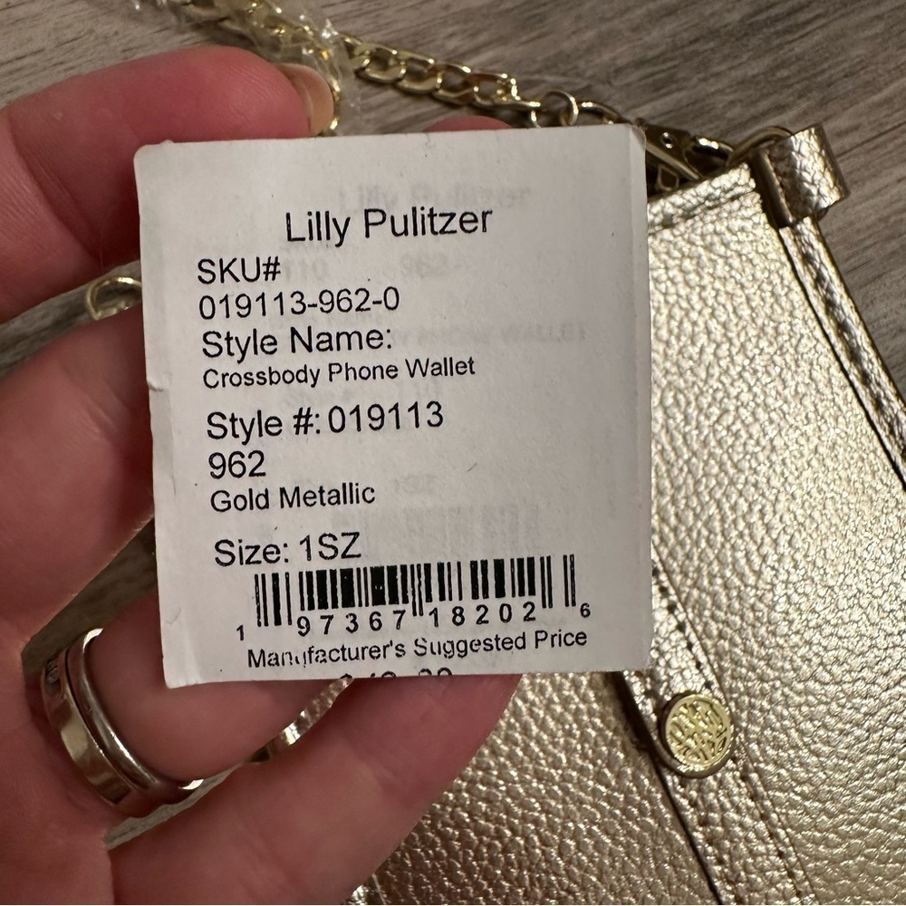 NWT Lilly Pulitzer Gold Crossbody Phone Bag Crossbody Phone Wallet SKU 019113 - Picture 8 of 9